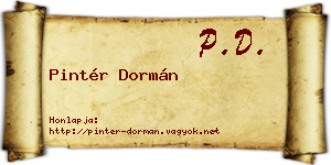 Pintér Dormán névjegykártya